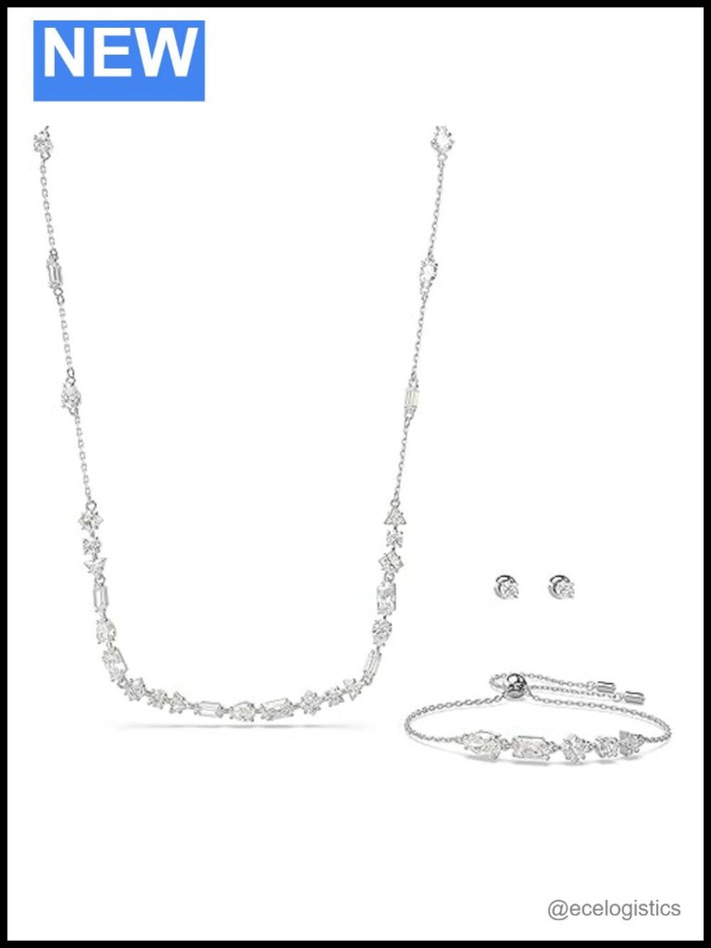 Swarovski Mesmera Crystal Necklace Bracelet Stud Earrings Jewelry Set